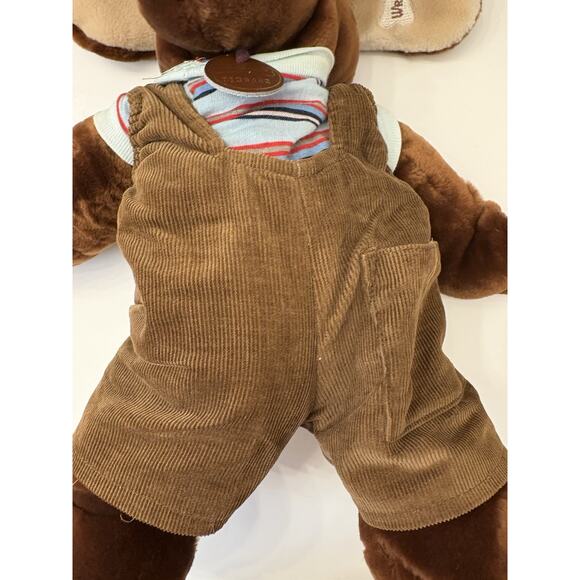 Ganz Brothers “Wrinkles” Dark Brown Dog Puppet 5139482 Brown Corduroy Overalls - Picture 3 of 10